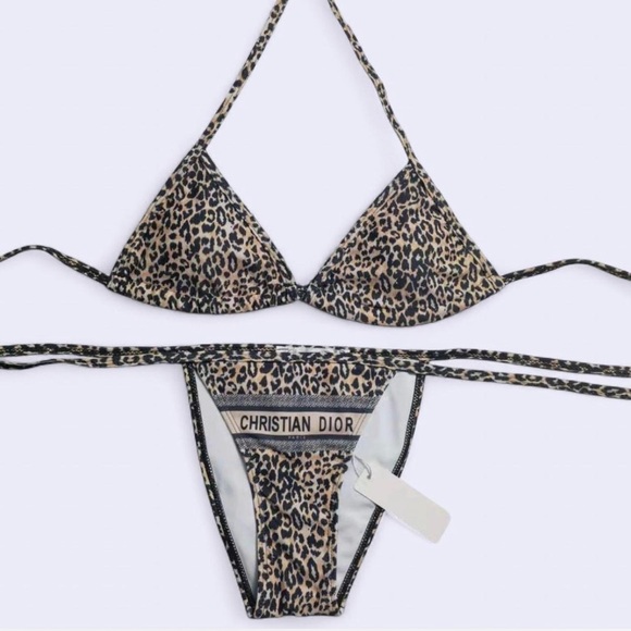 Brown and Black Leopard Print Bikini Swimwear - Picture 1 of 2
